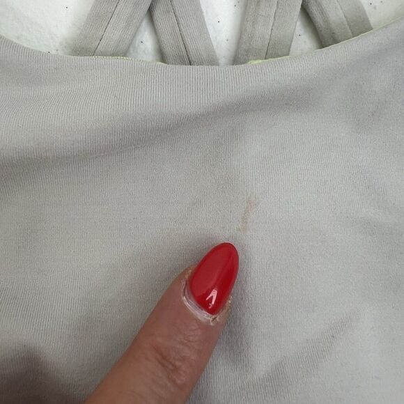 Lululemon Size 6 Energy Bra Medium Support Stretch B / C Cup Gray Lime Green - Picture 4 of 13